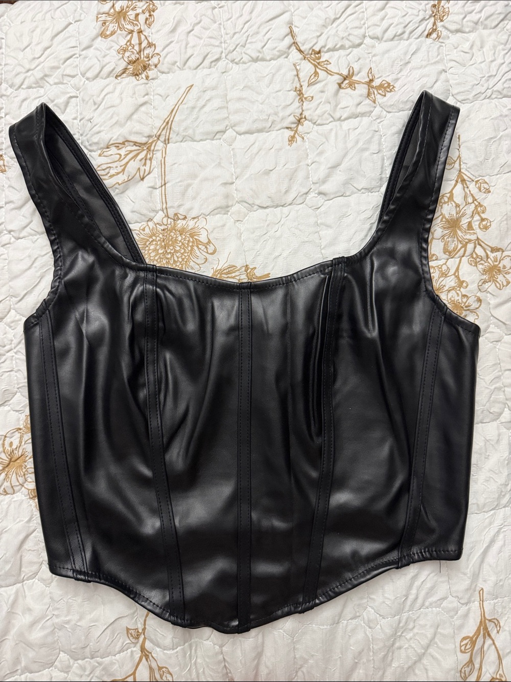 Sincerly Jules Black Faux Leather Corset Camisole